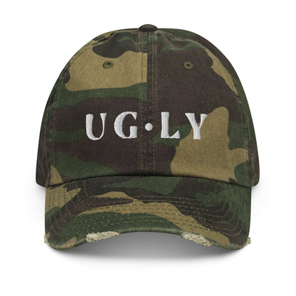 UG•LY Distressed cap (white embroidery)