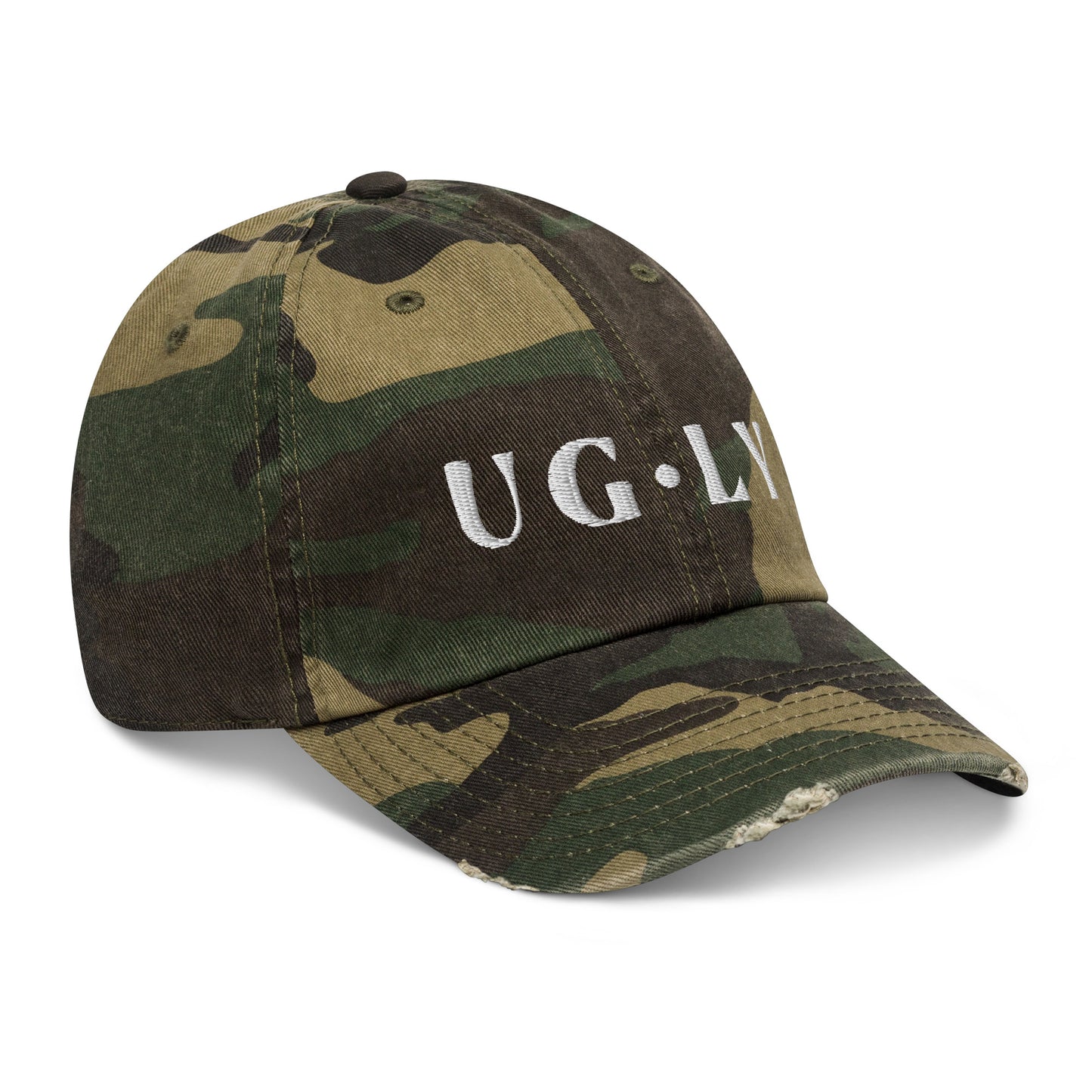 UG•LY Distressed cap (white embroidery)